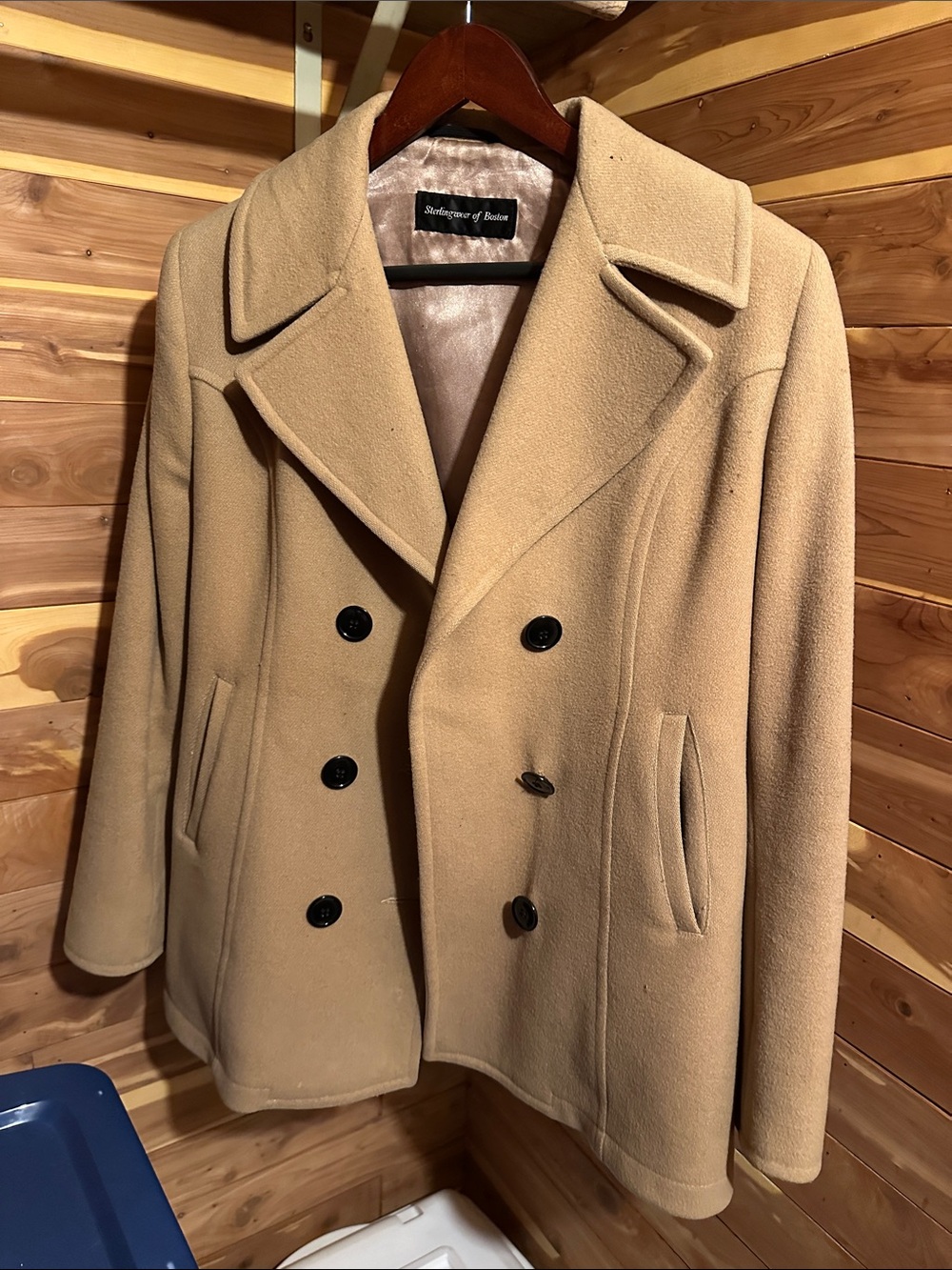 Women’s Camel Double-Breasted Wool Peacoat